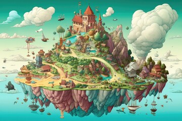 Illustration of fantasy art, fantasy world, Generative AI