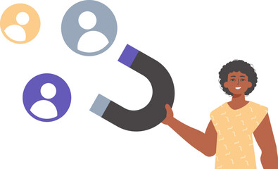 The Guy holds a attract chat up in his steep , which attracts consider. Trendy style, Vector Illustration