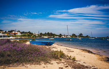 beach inside ria formosa nature reserve in algarve south of portugal