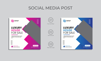 vector modern real estate social media post design. luxury house for sale social media post template. real estate home social media post and banner.