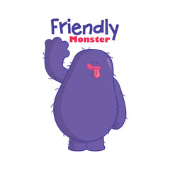 CUTE VIOLET FRIENDLY MONSTER CARTOON VECTOR