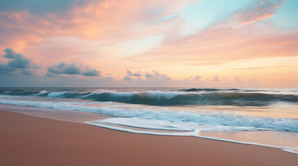 Serene Beach Sunset, Tranquility at Dusk. Generative Ai