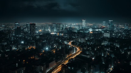 Fototapeta na wymiar Prepare to be mesmerized by the mesmerizing skyline of Ikebukuro City at night, as its iconic landmarks illuminate the urban landscape. 