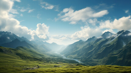 Captivating Landscapes, Mountains and Valleys. Generative Ai