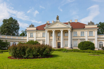 View of the palace in Smielow, Poland. - 619057707