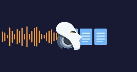 AI Voice Recognition Speech Transcription to Text Document Animation