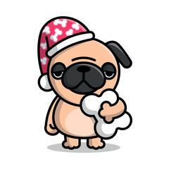 CUTE PUG WITH SLEEPY EYES CARTOON VECTOR