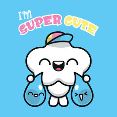 CUTE LITTLE CLOUD WITH TWO WATER DROP CARTOON VECTOR