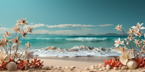 Fototapeta na wymiar Tropical coral reef, summer beach banner , AI generative