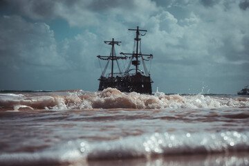 Pirateship in stormy Weather