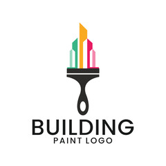 minimalist and colorful building painting vector logo
