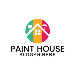 home painting service logo design, repair color icon, vector premium white background