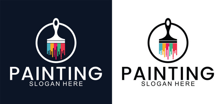 Painting service logo design set, repair color icons, vector premium white background