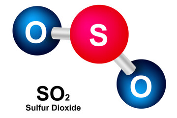 Molecular formula and chemical structure of sulfur dioxide - obrazy, fototapety, plakaty
