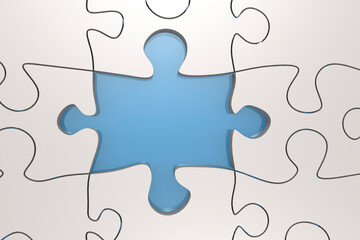 White puzzle with blue background