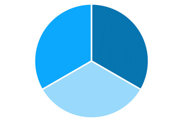 Blue circle divided into three equal segments - 619060372