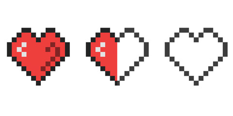 Obraz premium Pixel heart shape isolated on cloud background