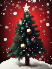 Fototapeta na wymiar Beautiful green elegantly decorated Christmas tree, created with generative ai, ki