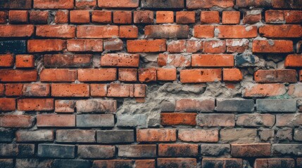 Old red brick wall background. AI generated.