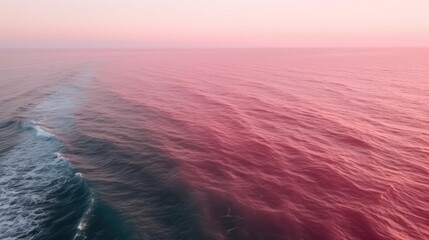 Pink ocean. Generative ai composite.