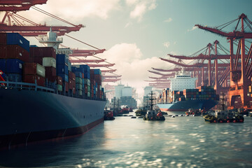 The busy container port, Deepwater Port Container Cargo Terminal