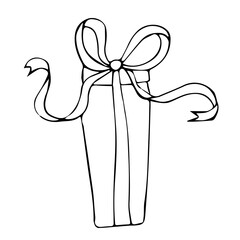 hand-drawn doodle illustration for gift card gift box