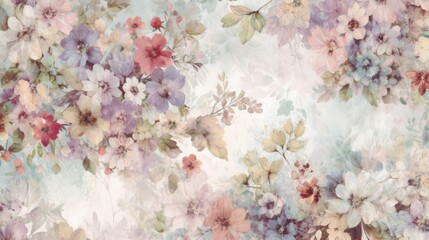 Soft airy floral background with cool undertones. Generative ai composite.