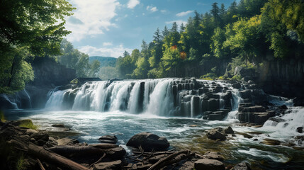 Nature's Beauty, Stunning Waterfalls. Generative Ai