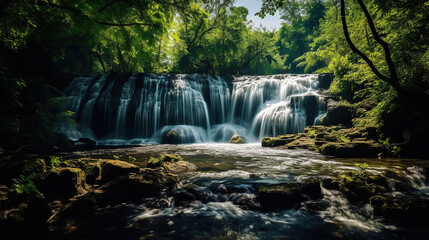 Nature's Beauty, Stunning Waterfalls. Generative Ai