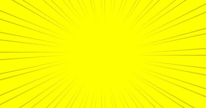 Yellow comic background, vintage pop art, sunburst, superhero background with animated radial rays and dot pattern, seamless radial motion graphics