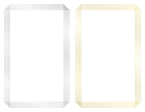 Set of golden and silver frames. Vector frame isolated on white
