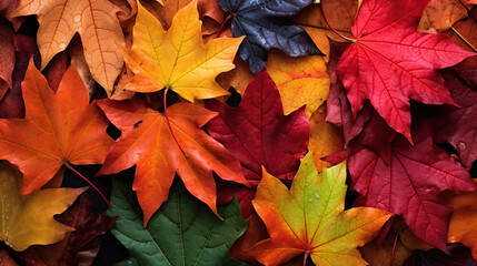Naklejka na ściany i meble Vibrant Autumn Leaves, Nature's Color Palette. Generative Ai