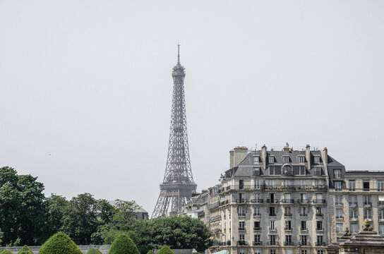 Paris, France, June 08, 2023. Panoramic view of Paris and Eiffel Tower best photo.