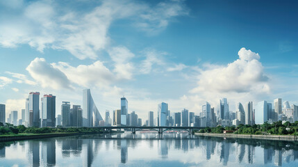 Fototapeta na wymiar City Skylines, Majestic Urban Landscapes. Generative Ai