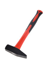 Red hammer on white background