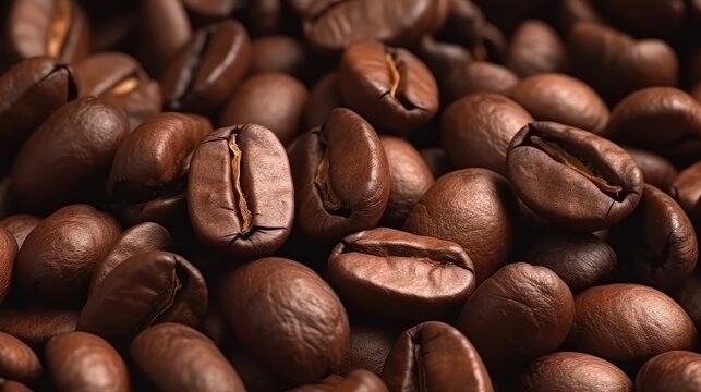 Roasted coffee beans background. AI generated.