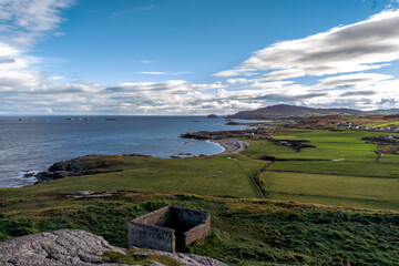 Aerial view of Malin Head, the northernmost point of Ireland, boasting stunning natural beauty and rugged coastline