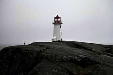 Peggys Cove Lighthouse in bad Weather