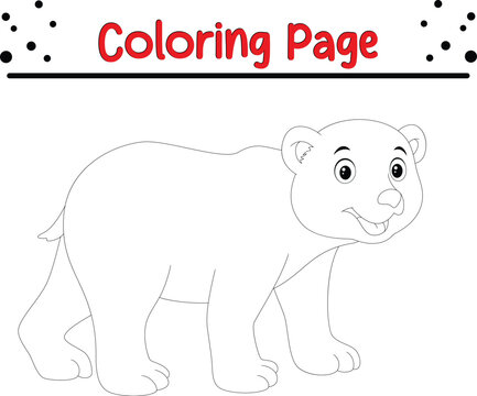 Happy bear coloring page for children. animals coloring book for kids