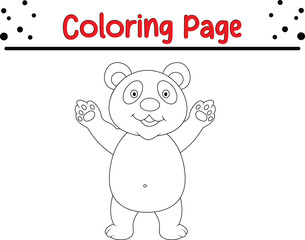 Cute bear coloring page for children. animals coloring book for kids