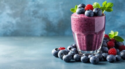 Fototapeta na wymiar Blueberry smoothie, Generative AI