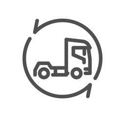 Truck logistics related icon outline and linear symbol.
