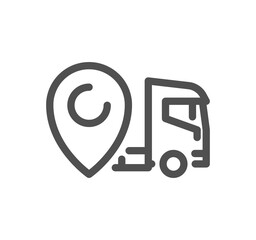 Truck logistics related icon outline and linear symbol.
