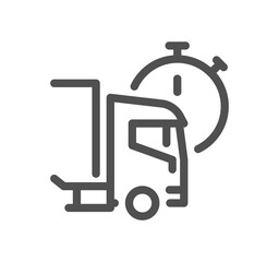 Truck logistics related icon outline and linear symbol.
