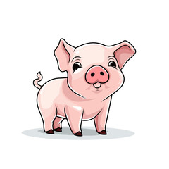 Pig hand-drawn illustration. Pig. Vector doodle style cartoon illustration