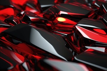 A bunch of shiny red and black objects, created with Generative Ai Technology