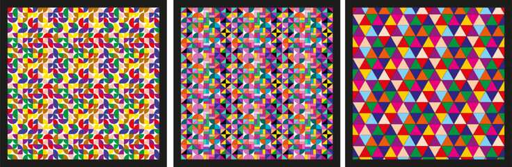 Mosaic multicolor set vector. Colorful geometric backgrounds. Mosaic design for printing gift wrapping paper, bed linen, textile, fabric, cover, bags print