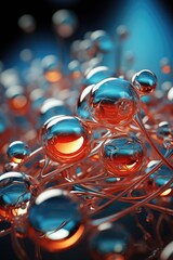 A 3d rendering of a molecule structure inside a liquid