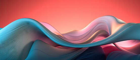 A computer generated image of a wave in blue and pink, created with Generative Ai Technology