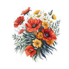 Watercolor daisy, generative ai